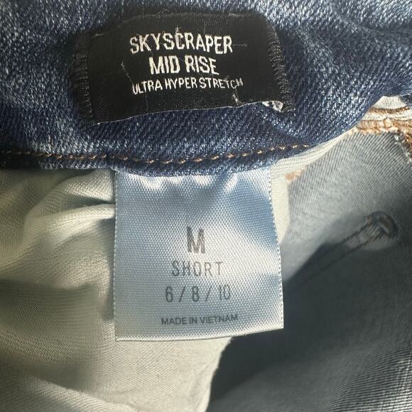 Express Skyscraper Mid Rise Hyper Stretch Slit Hem Jeans Sz M - Picture 7 of 9